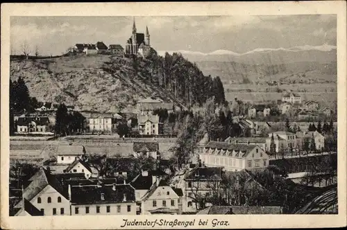 Ak Judendorf Straßengel Steiermark, Wallfahrtskirche, Panorama vom Ort