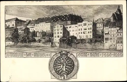 Künstler Ak Bâle Basel Stadt Schweiz, Jubiläum der Universität 1910, Wappen