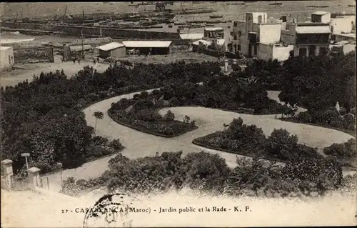 Ak Casablanca Marokko, Jardin publique et la Rade, Gartenanlage