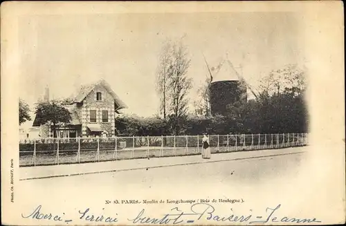 Ak Paris, Moulin de Longchamps, Bois de Boulogne, Windmühle