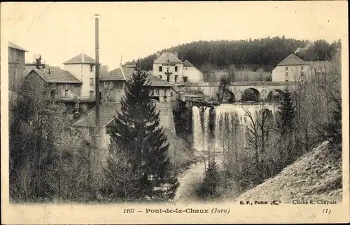 Ak Pont de la Chaux Chaux des Crotenay Jura, Brücke, Fluss, Hôtel Creusard