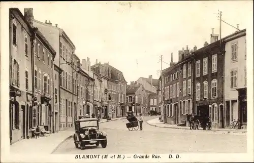 Ak Blâmont Lothringen Meurthe et Moselle, Grande Rue, Auto