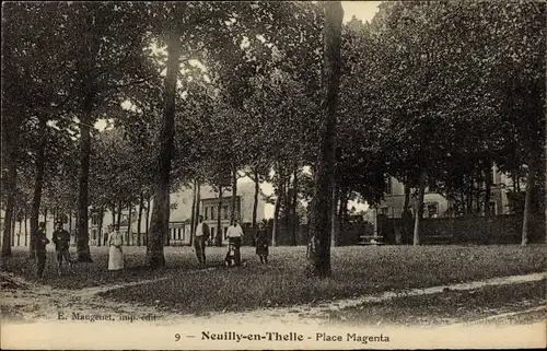 Ak Neuilly en Thelle Oise, Place Magenta, Park, Bäume