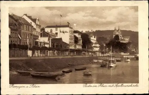 Ak Remagen am Rhein, Hotel Fürstenberg, Apollinariskirche, Anlegestellen