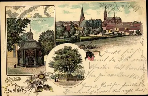 Litho Kevelaer am Niederrhein, Gnadenkapelle, Kreuzbaum, Ortschaft