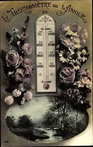 Ak Le Thermomètre de l'Amour, Thermometer der Liebe