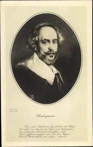 Künstler Ak William Shakespeare, Englischer Dramatiker, Lyriker, Portrait