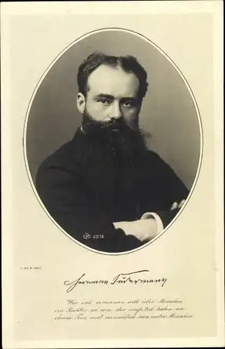 Passepartout Ak Schriftsteller Hermann Sudermann, Portrait