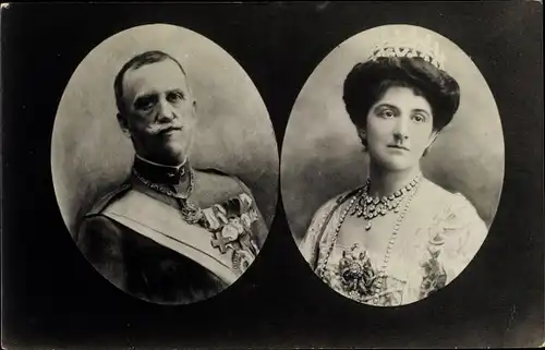 Ak Vittorio Emanuele III., König Viktor Emanuel III. von Italien, Elena von Montenegro, Portrait
