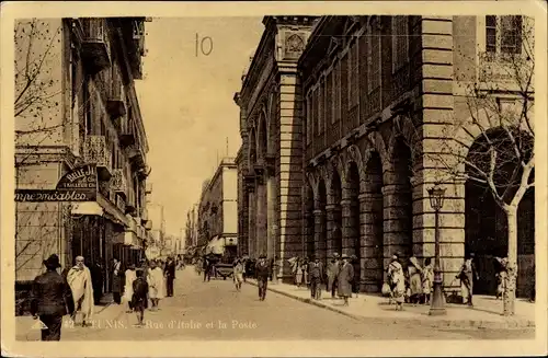 Ak Tunis Tunesien, Rue d'Italie et la Poste