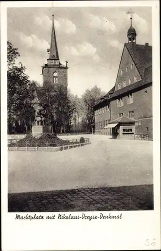 Ak Sömmerda in Thüringen, Marktplatz mit Nikolaus Dreyse Denkmal