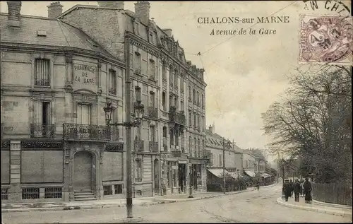 Ak Chalons sur Marne, Avenue de la Gare, Pharmacie, Straßenpartie, Apotheke