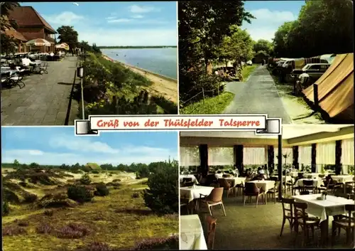 Ak Thüle Friesoythe Niedersachsen, Hotel Seeblick, Thülsfelder Talsperre, Zeltplatz, Heide