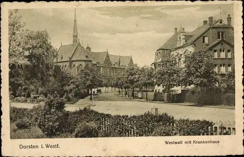Ak Dorsten in Westfalen, Westwall mit Krankenhaus