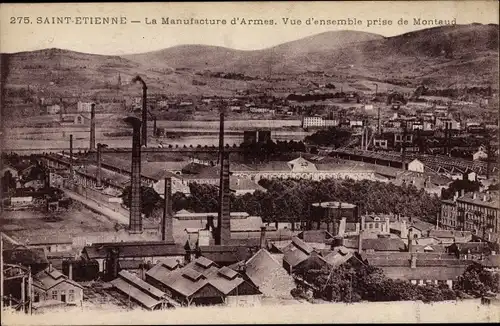 Ak Saint Étienne Loire, La Manufacture d'Armes, Vue d'ensemble prise de Montaud