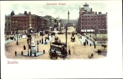 Ak Dublin Irland, Sackville Street, Panoramic view