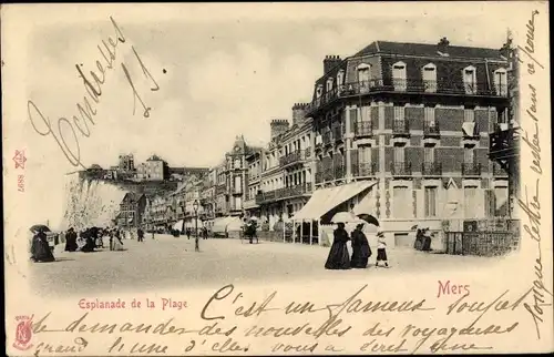 Ak Mers les Bains Somme, Esplanade de la Plage