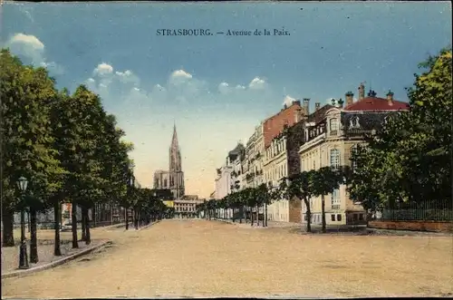 Ak Strasbourg Straßburg Elsass Bas Rhin, Avenue de la Paix, Strassburger Münster