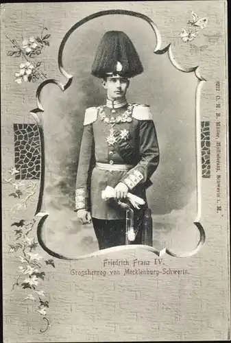 Passepartout Ak Großherzog Friedrich Franz IV. von Mecklenburg Schwerin, Portrait
