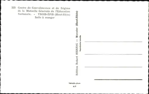 Ak Trois Épis Drei Ähren Elsaß Elsass Haut Rhin, Centre de Convalescence, Erholungsheim, Speisesaal