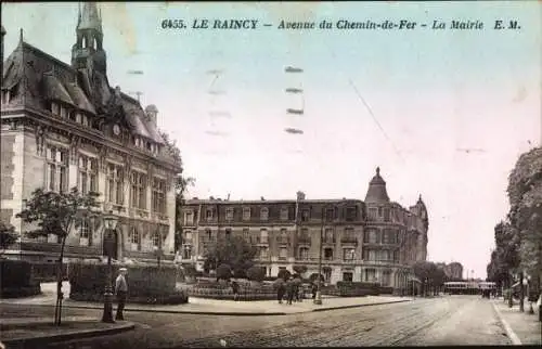 Ak Le Raincy Seine Saint Denis, Avenue du Chemin de Fer, La Mairie