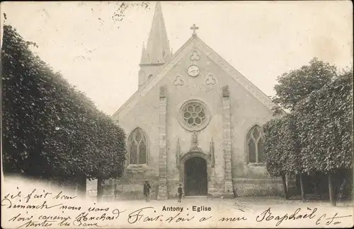 Ak Antony Hauts de Seine, Eglise, Kirche, Eingangsportal