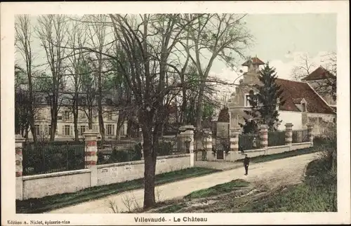 Ak Villevaude Seine et Marne, Le Chateau, Schloss, Eingangstor zum Gelände