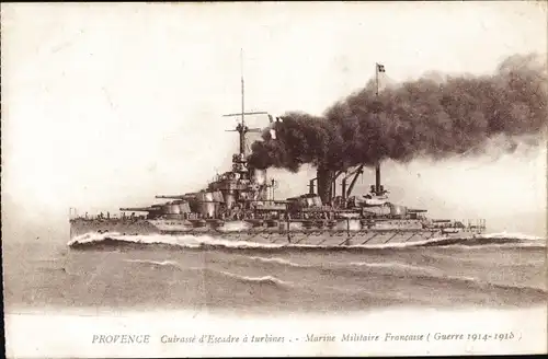 Ak Französisches Kriegsschiff Provence, Cuirassé d'Escadre a turbines, Marine Militaire, I. WK