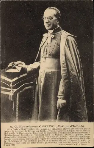 Ak S. G. Monseigneur Chaptal, Éveque d'Isionda, né à Paris le 25 décembre 1861