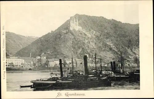 Ak St. Goarshausen im Rhein Lahn Kreis, Rheindampfer