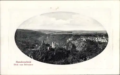 Präge Passepartout Ak Manderscheid in der Eifel Rheinland Pfalz, Blick vom Belvedere