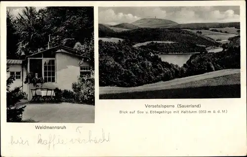 Ak Waidmannsruh Schmallenberg im Sauerland, Versetalsperre, See, Ebbegebirge, Kolbturm