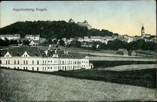 Ak Augustusburg im Erzgebirge, Teilansicht vom Ort