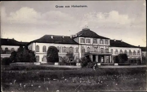 Ak Hohenheim Stuttgart in Baden Württemberg, Stadtansicht, Gebäude, Wiese