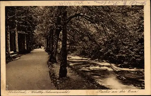 Ak Bad Wildbad Baden Württemberg, Enz, Flusspartie, Spazierweg, Wald