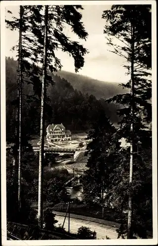 Ak Bad Liebenzell im Schwarzwald, Kurhaus Monbachtal, Gleise, Wald