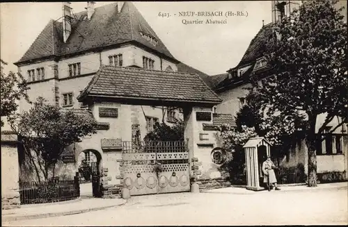 Ak Neuf Neuf Brisach Neubreisach Elsass Haut Rhin, Quartier Abatucci, Kaserneneingang