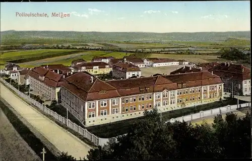 Ak Meißen in Sachsen, Blick auf die Polizeischule aus der Vogelschau