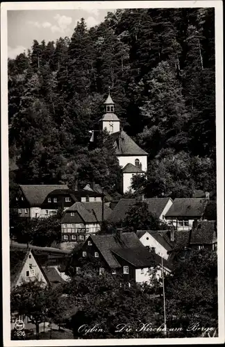 Ak Oybin in Sachsen, Kirche am Berge, Teilansicht vom Ort