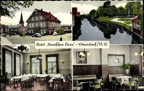 Ak Otterndorf Niedersachsen, Hotel Deutsches Haus, Bes. Robert Petersen, VW Käfer, Speisesaal