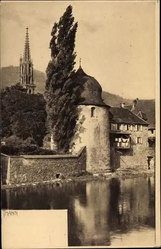 Ak Thann Elsass Haut Rhin, Au Bord de l'Eau