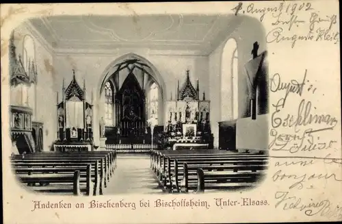 Ak Bischoffsheim Bischofsheim Elsass Bas Rhin, Bischenberg, Innenansicht der Kirche