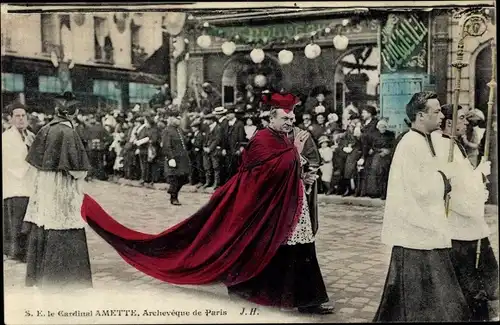 Ak Paris, Le Cardinal Amette, Archeveque, Kardinal, Erzbischof der Stadt, Prozession