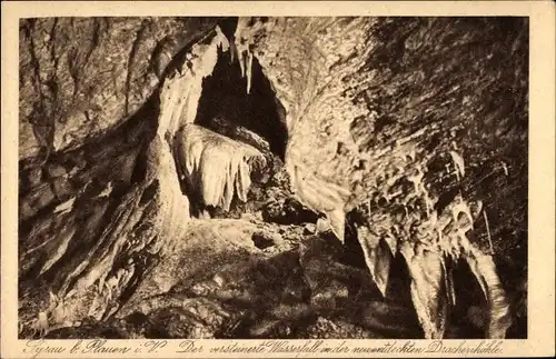 Ak Syrau Rosenbach im Vogtland, Drachenhöhle, Versteinerter Wasserfall