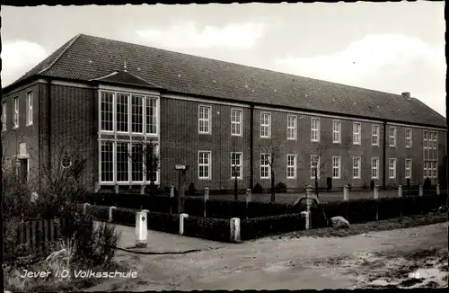 Ak Jever in Friesland, Volksschule, Straßenpartie