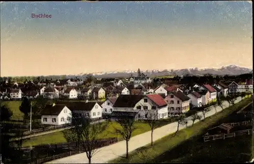 Ak Buchloe im Gennachtal Schwaben, Panorama vom Ort, Berge