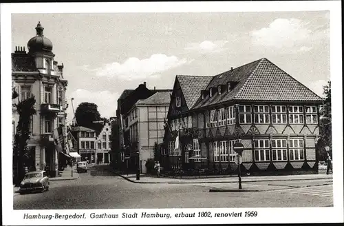 Ak Hamburg Bergedorf, Gasthaus Stadt Hamburg, Straßenpartie