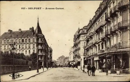 Ak Belfort Territoire de Belfort, Avenue Carnot, Cafe Glacier, Geschäfte