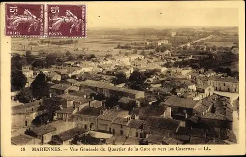 Ak Marennes Rhone, Vue Generale du Quartier de la Gare et vers les Casernes, Bahnhof, Kasernen