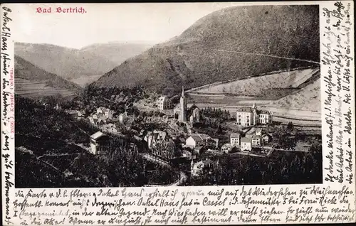 Relief Ak Bad Bertrich in der Eifel, Panorama der Ortschaft